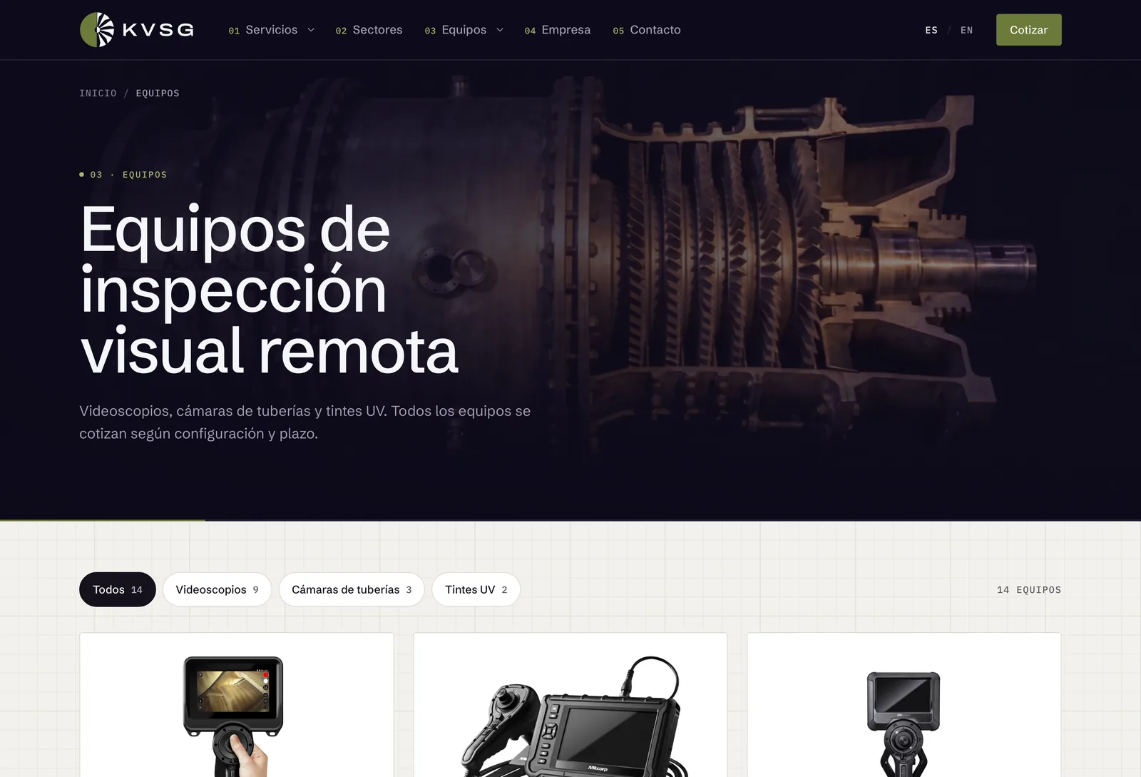 El catálogo de productos de videoscopiaindustrial.com.