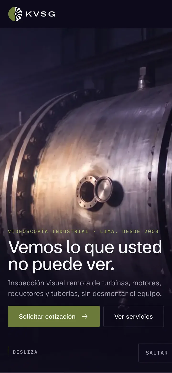 videoscopiaindustrial.com on a phone.
